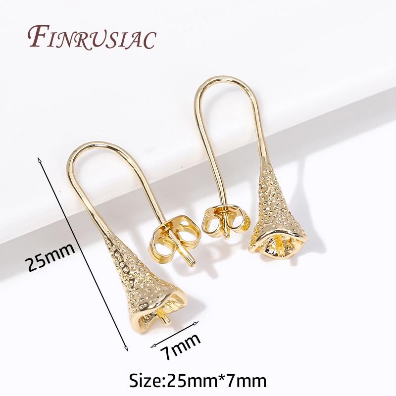 Trendy French Trumpet Earring Hooks Accessories Rhodium/18K Gold Plated Pearl Ear Wire Mounting DIY Pearls Earring Findings