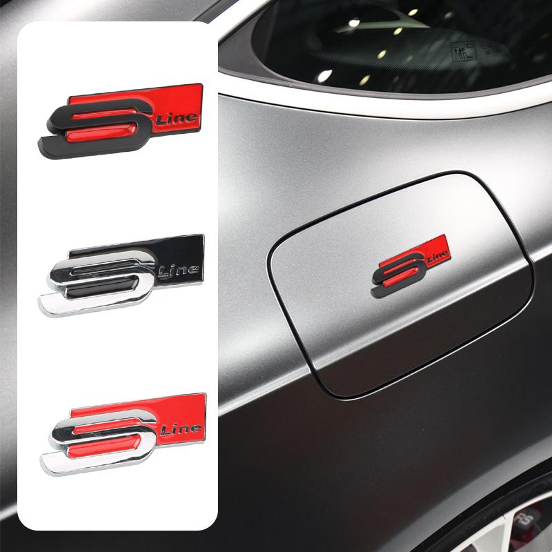 Kovové S Line Logo na Auto Samolepka Kufr Blatník Znak Odznaky Nálepky Pro Audi Q5 Q4 A4 A6 A7 A5 A3 Q3 Q2 A1 A8 TT S1 S3 Q7 SQ5 SQ7 SQ3