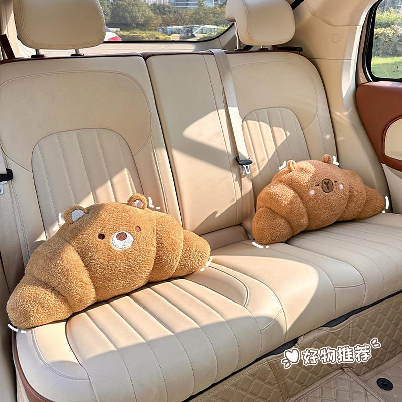 Cute Plush Car Seat Headrest Neck Pillow Car Seat Cartoon Creative Lumbar Support Pillow Comfortable Waist Pillow Car Decoration
