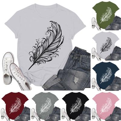 Casual damespullover met print, korte mouwen en ronde hals.