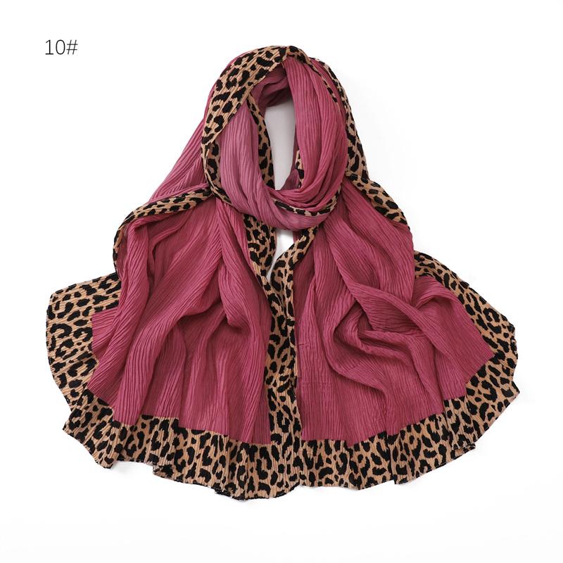 Winter Sexy Leopard Chain Viscose Scarf Wrinkle Pleated Shawls and Wraps Autumn Echarpe Pashmina Bufandas Muslim Sjaal 180*70Cm