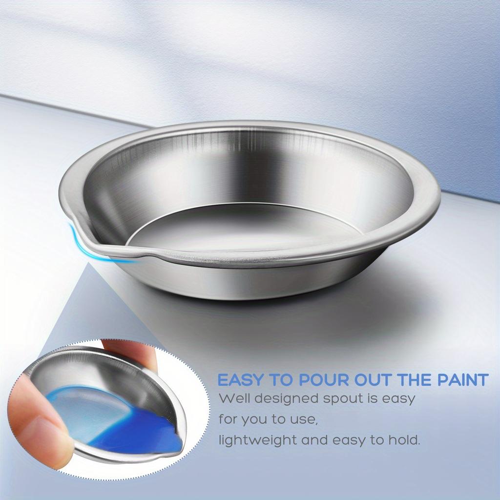 6pcs Stainless Steel Color Palette Trays for Mixing Paint, Watercolor Coloring Tools, Color Palettes