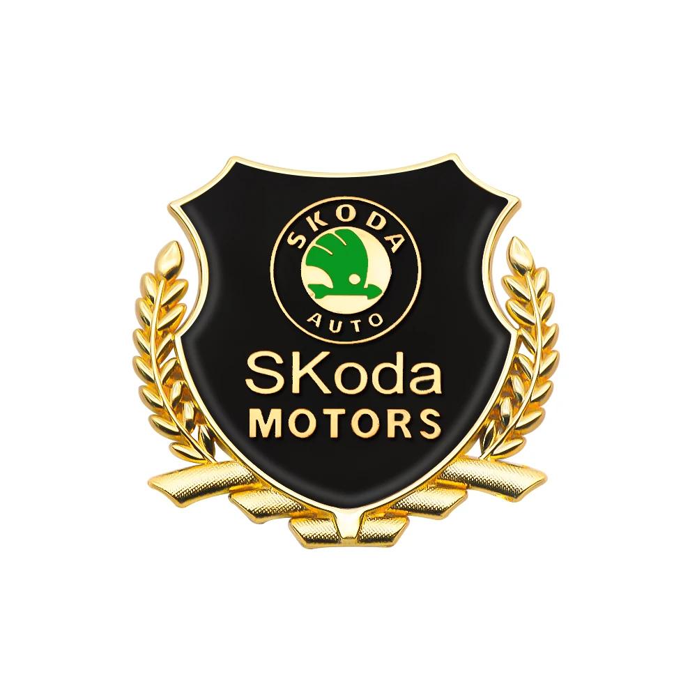2PCS Car 3D Metal Alloy Decals Badge Stickers Side Window Emblem Exterior Accessories For Skoda Octavia Fabia Rapid Yeti Kodiaq