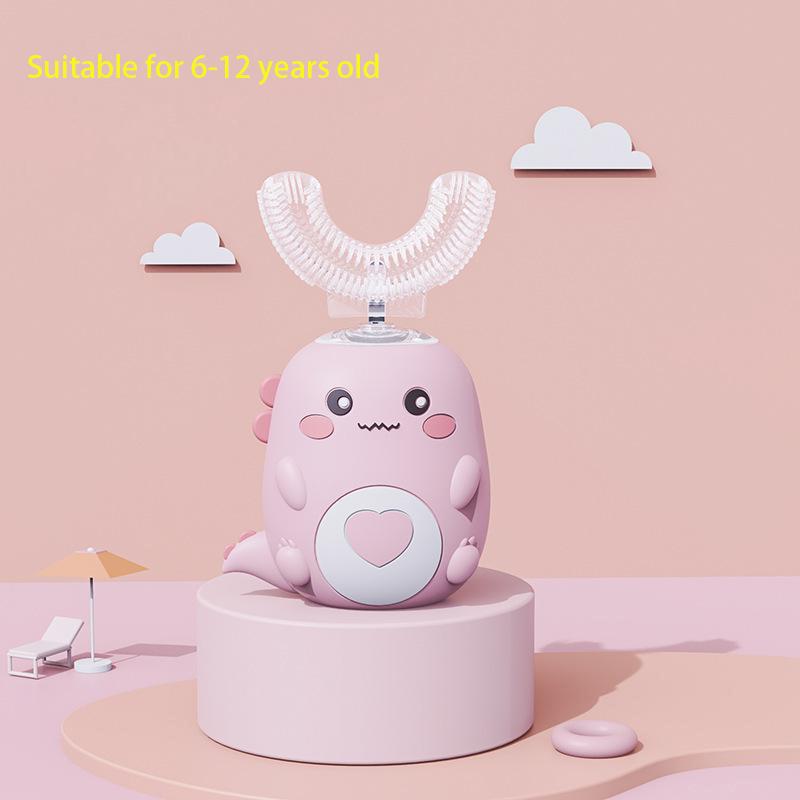 

Детская U-образная электрическая зубная щетка, вращающаяся на 360 градусов, умная мультяшная детская силиконовая зубная щетка, автоматическая перезаряжаемая звуковая зубная щетка