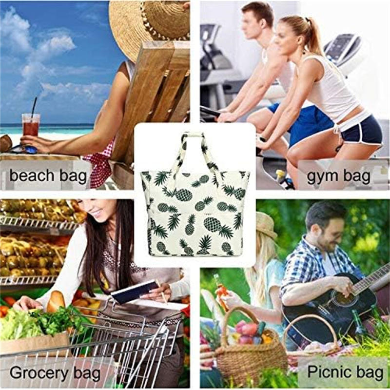 1PC Beach Tote Bag Lightweight Foldable Multi-Pocket Design With Zipper Bag Perfect For Pool Travel Gym And Outdoor Adventures Handbag