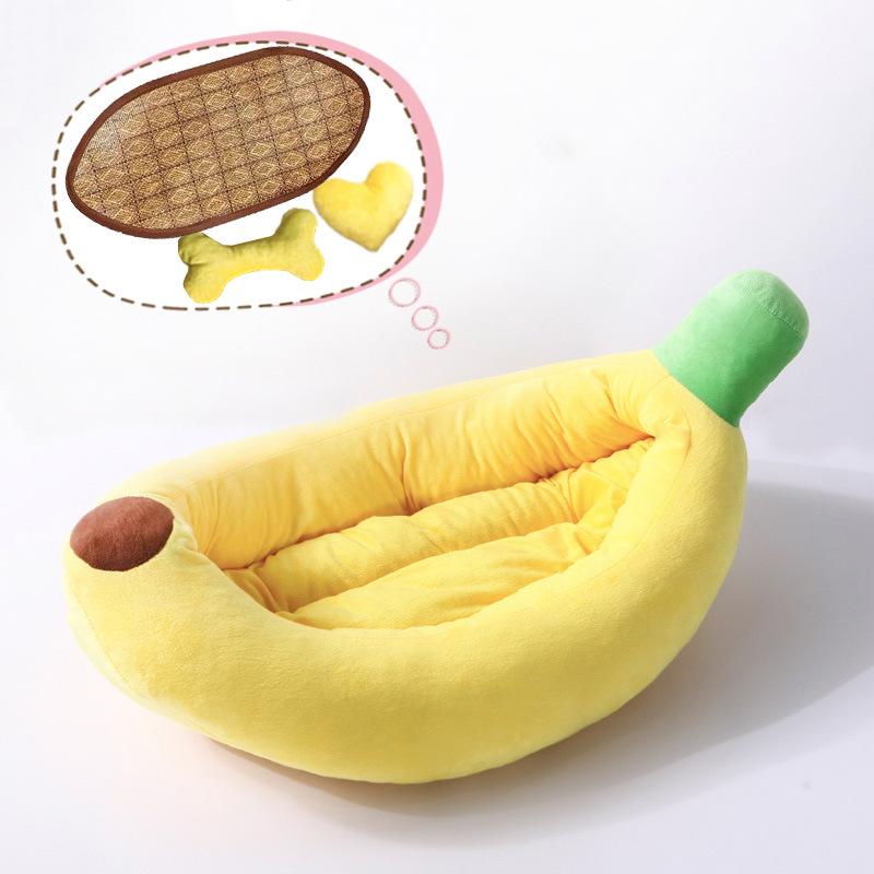 Washable Cartoon Banana Pet Bed for Dogs & Cats - Four Seasons Use