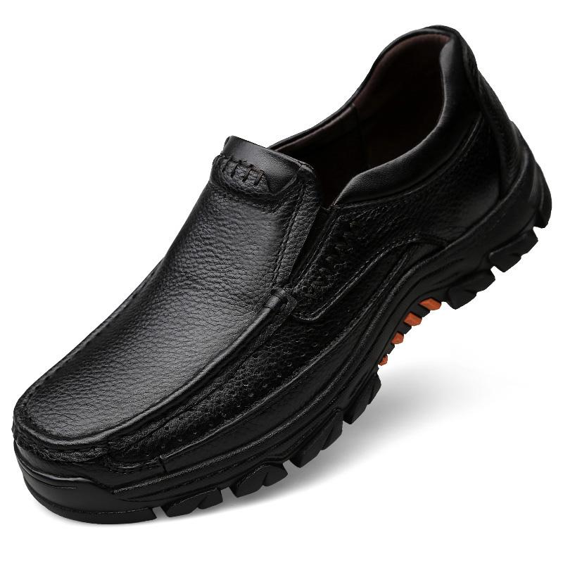 Genuine Leather Shoes, Men's Loafers, Soft Cowhide, Men's Casual Shoes , Men's Shoes, Black Brown, One Foot Thick Sole