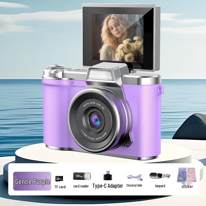 Popular Dual-Camera Retro Digital Camera with HD Selfie and Portable Design for Students