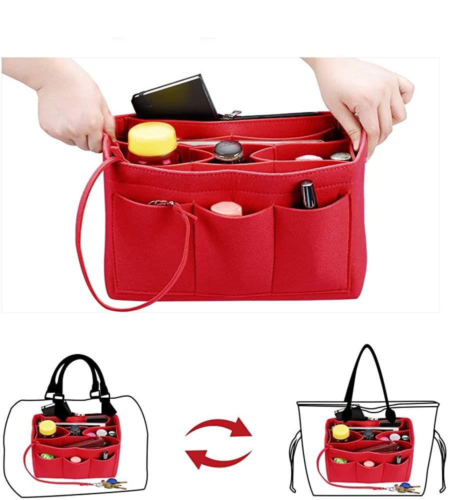 Large Capacity Felt Liner Makeup Bag with Detachable Medium Bag Organizer
