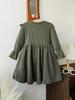 Baby Mädchen Spitze Rüschen Langarmkleid - Retro Elegantes Geripptes Design für Frühling & Herbst