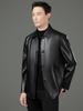 Men's Genuine Sheepskin Lapel Coat - Winter 2025 Single-Breasted Leather Jacket with Plush Lining for Middle-Aged Dads