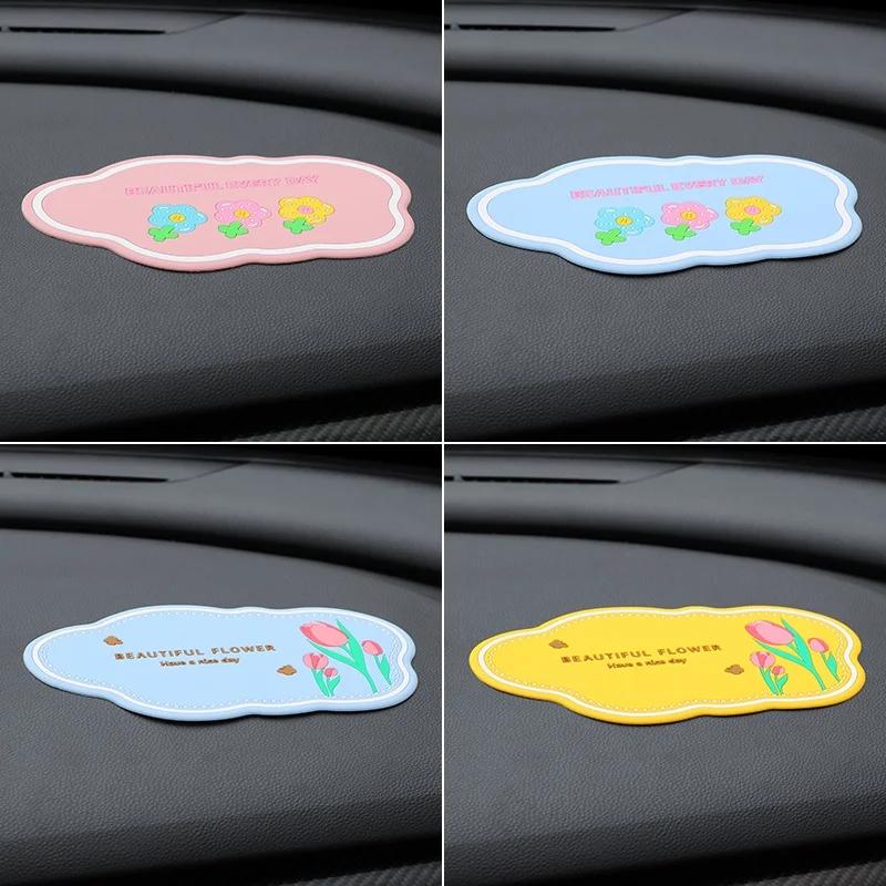 Car cute anti-slip mat car mobile phone center console high temperature storage mat creative decoration attached to the car acce