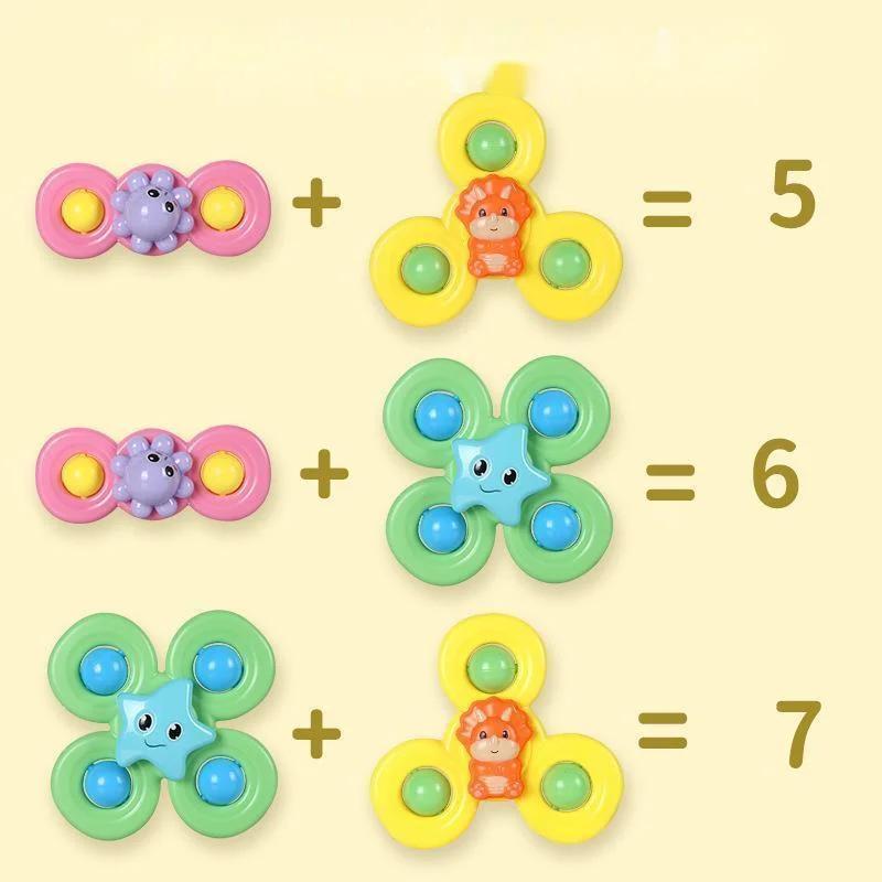3 Stück Saugnapf Kreisel Badespielzeug für Kinder Sensorische Stressabbau Kreisel Lernspielzeug Baby Rotierende Rassel Fidget Geschenke