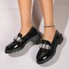Fashion Women's Thick Sole Comfortable Round Toe Rhinestone Decorated Women's High Heel Shallow Mouth Work Office Women's Low Top Shoes