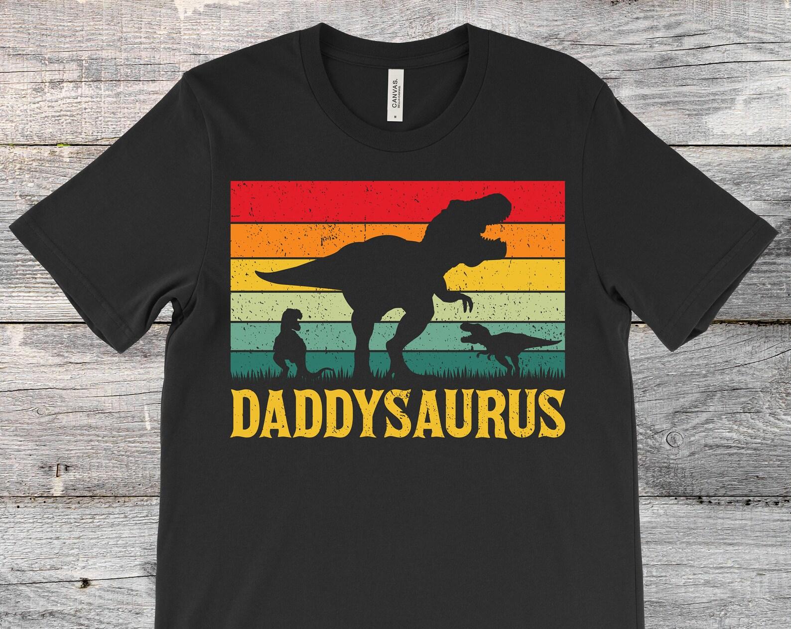 Daddy Dinosaur Daddysaurus 2 Two Kids Father s Day Gift Dad T-Shirt, Cool Funny Papa Vintage Saurus, Matching Family Father Present Tees 140