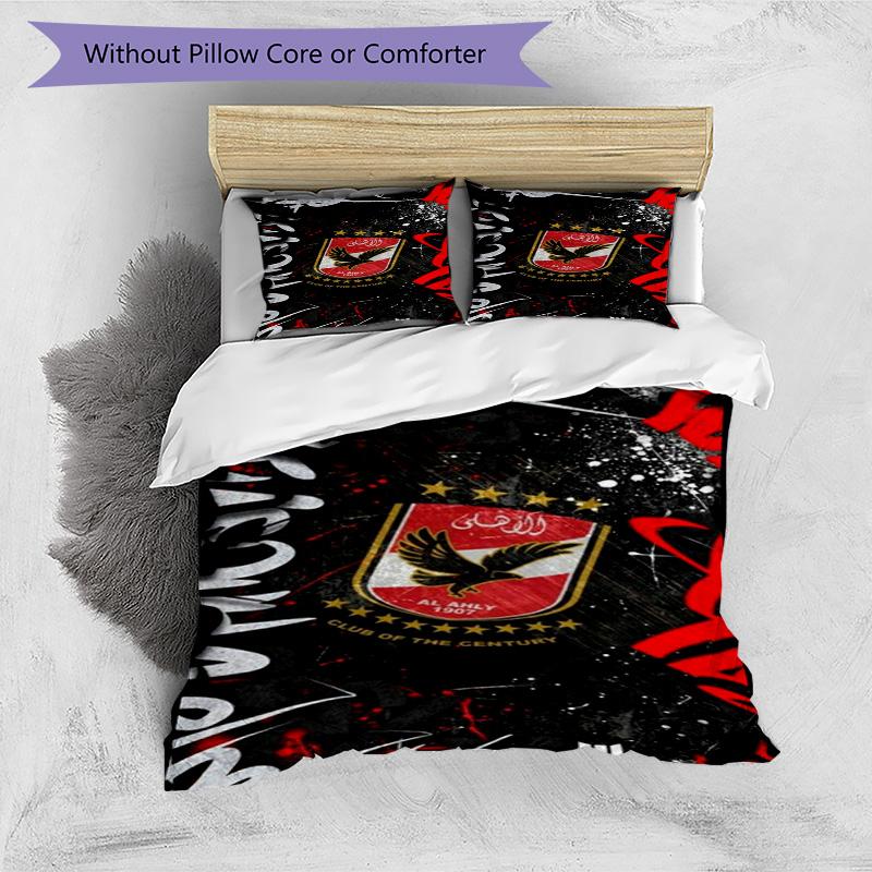 Ahly Football Club Printed Pattern Duvet Cover Set – Includes 1 Duvet Cover and 2 Matching Pillowcases Bedroom Decor Christmas Gifts