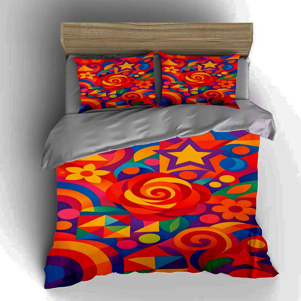 Colorful, Geometric, Swirls. Bedding Duvet Cover Sets Duvet Covers Pillowcases Gifts (1 * Duvet Cover 2 * Pillowcases, Without Duvet Insert)