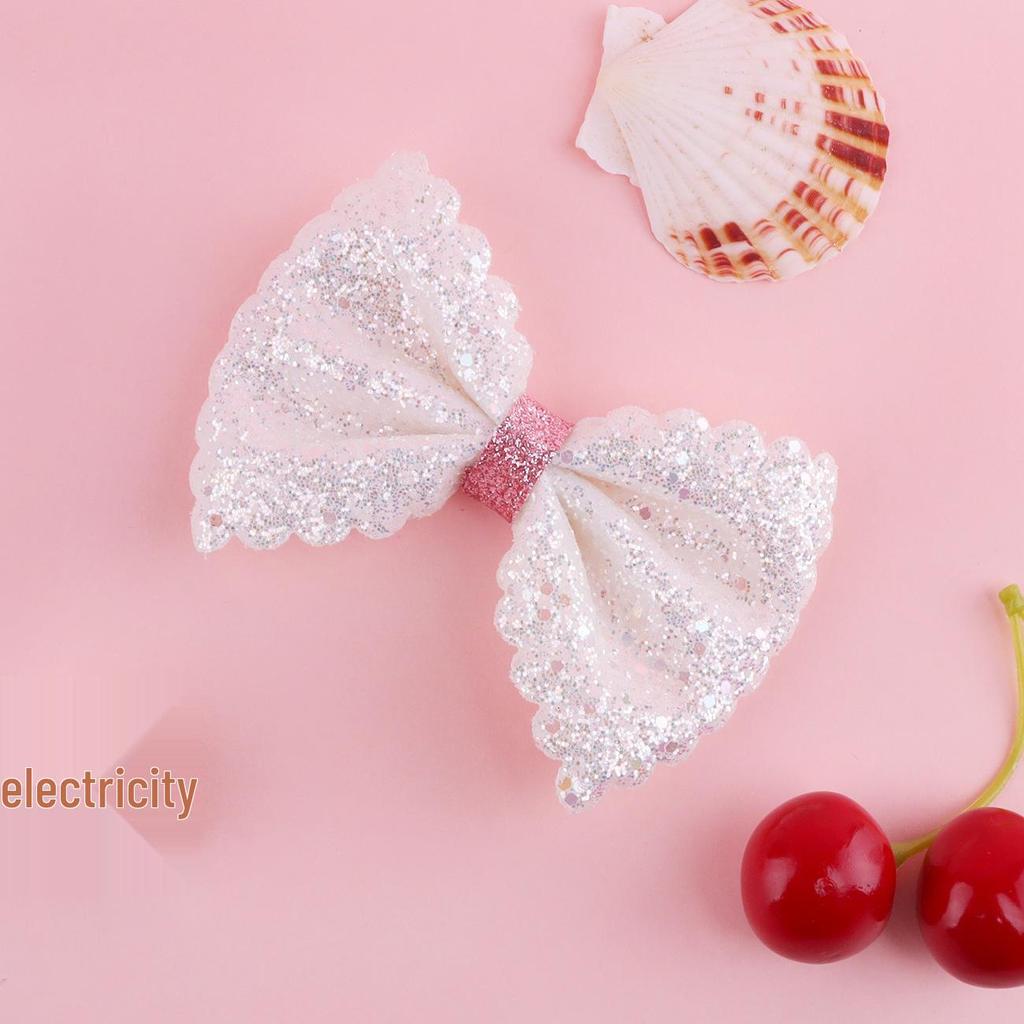 Glitter Bowknot Scallion Powder Hair Clip – Cute and Versatile Hair Accessory for Women and Children
