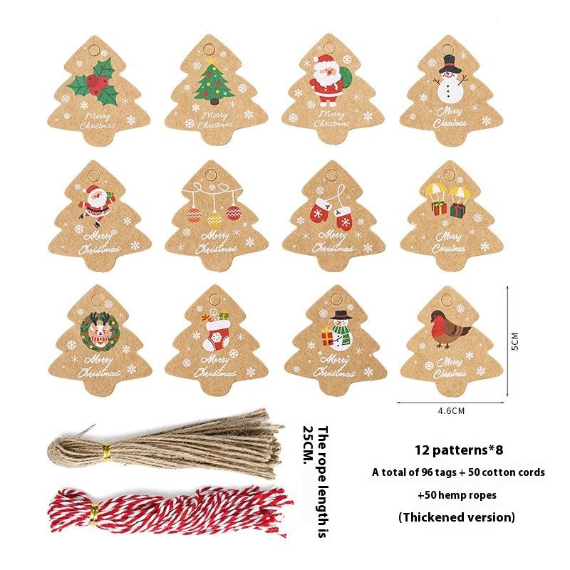 48Pcs Xmas Tree Tags Gift Bags Hanging Kraft Paper Tag Retro Christmas Candy Cookies Packaging Supplies Noel Navidad Decoration