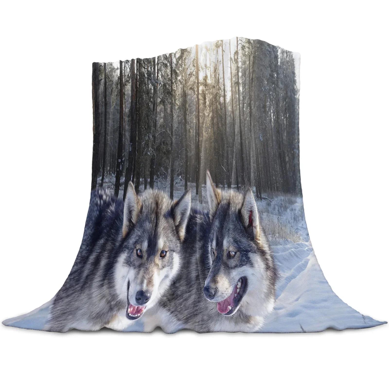 

Wild Animal Wolf Flannel Fleece Throw Blanket Bedspread Coverlet Bed Cover Soft Lightweight Warm Cozy Blankets Twin Queen Size 80x120cm