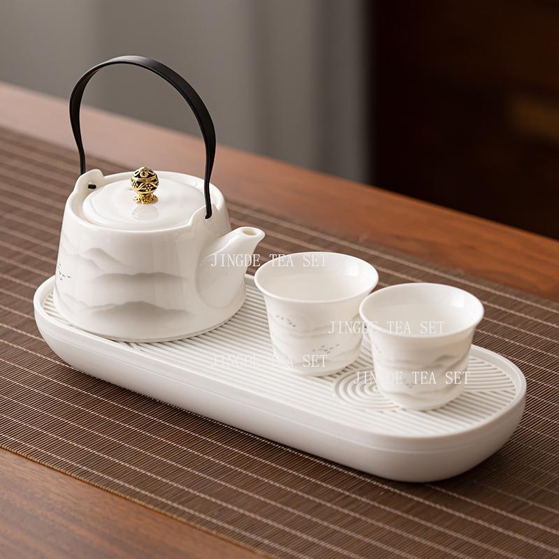 Enamel Cloisonn É Silver Tea Set High End Household Set of 1 Pot and 2 Cups Small Ceramic Kung Fu Teapot Tea Cup for Two People