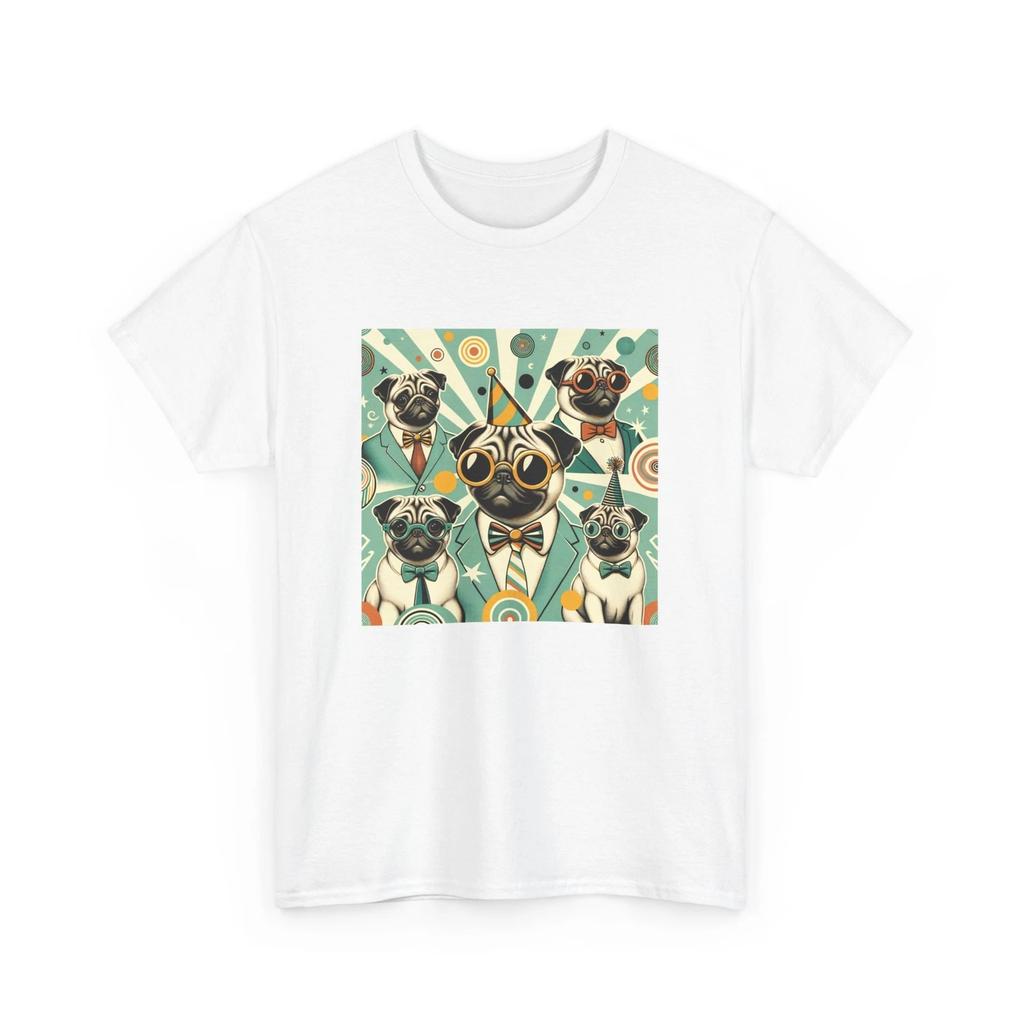 Unisex Adult T Shirt Pug Dog Party Art Fun Cute Quirky Pet Birthday Tee Fashion