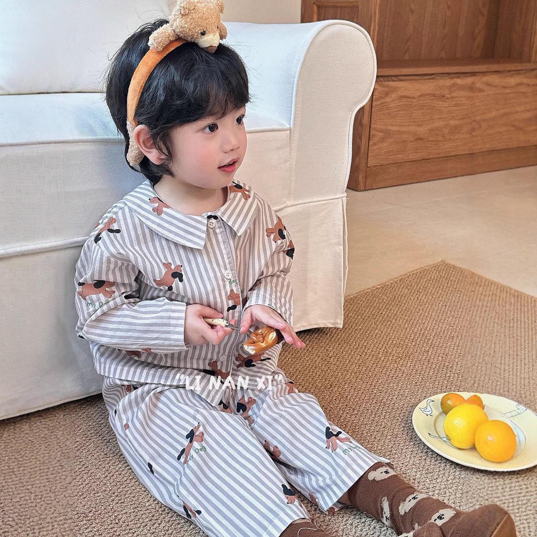 

Spring 2025 Kids Cartoon Pajama Set with Turn-Down Collar (Style 85050) 130cm