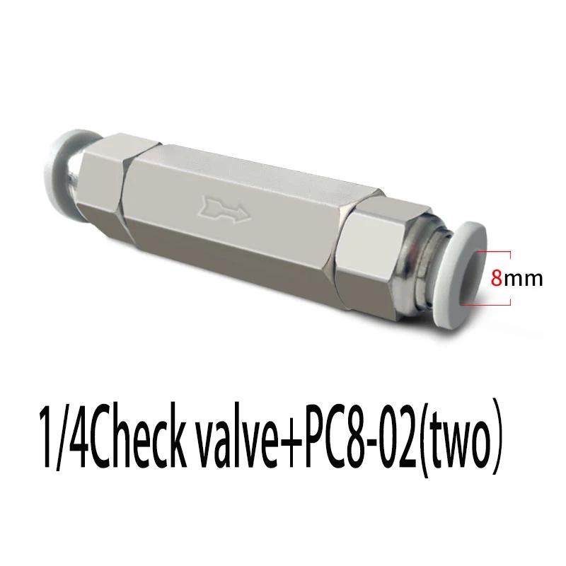 Air Check Valve for 6mm/8mm/10mm OD Hose 1/4' Brass One-Way Single-Check Valve for Air Gas Compressor Pipe Fitting Adapter