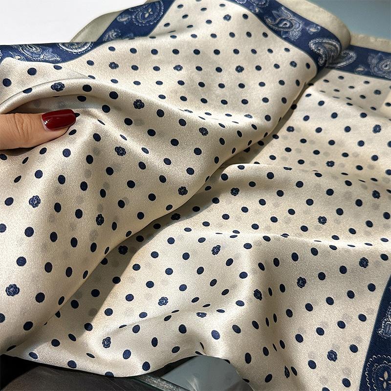 New 100% Natural Real Silk Scarf Women Hair Foulard Luxury Bandana Square Headband Hijab Print Poncho Scarves Pashmina brand
