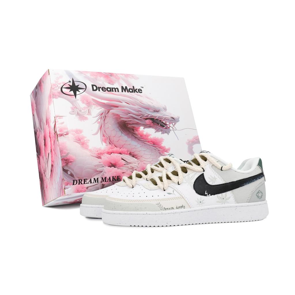 Nike Court Vision 1 Slip Resistant Abrasion Resistant Low top Skateboard Shoes Men's Beige White Black DH2987-101(Team459--)