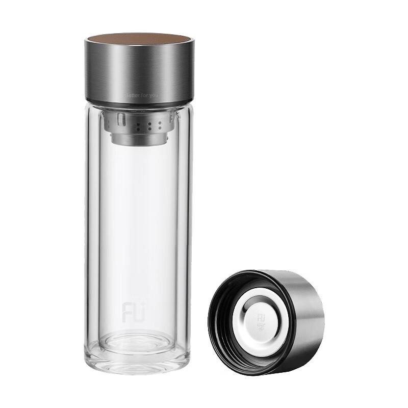 Fuguang Leather Inlay Double-Layer Glass Cup