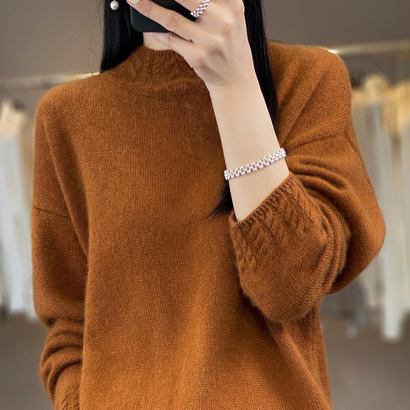 Women's Cashmere Sweater Qinghe Cashmere 30% Cashmere 70% Wool Autumn and Winter Pullover Warm and Fashionable