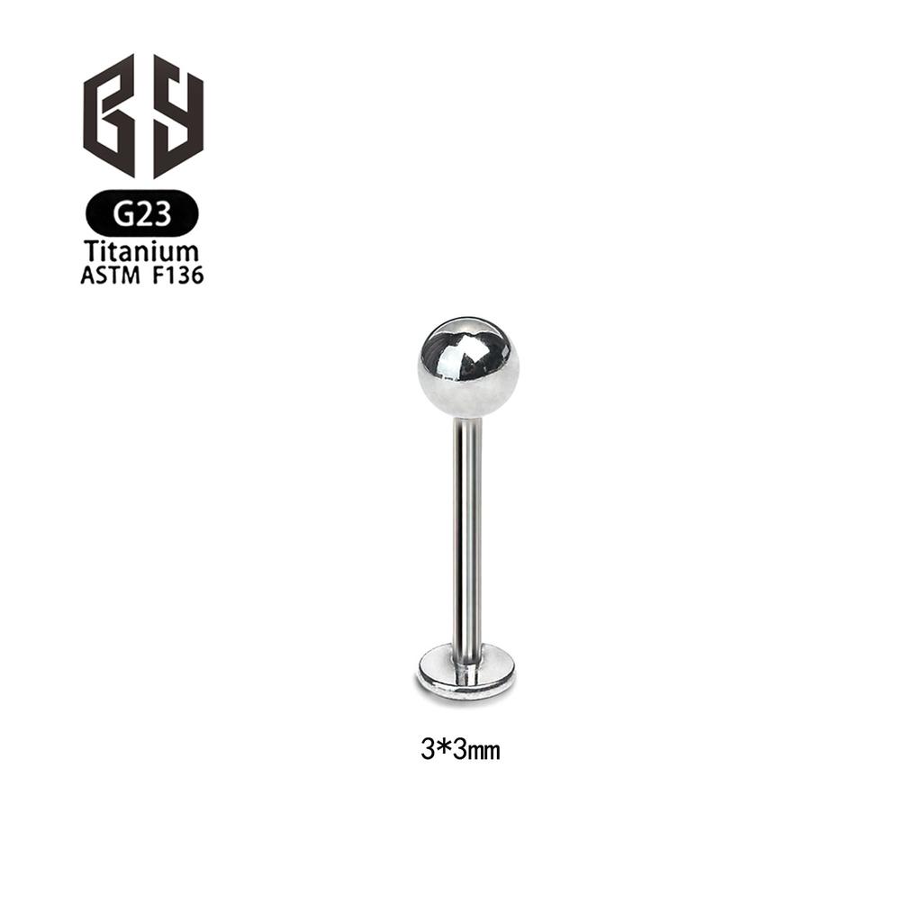 F136 Titanium Labret Stud Internally Threaded Ball Flatback Earring Cartilage Nose Barbell Piercing Jewelry M0.9 Thread