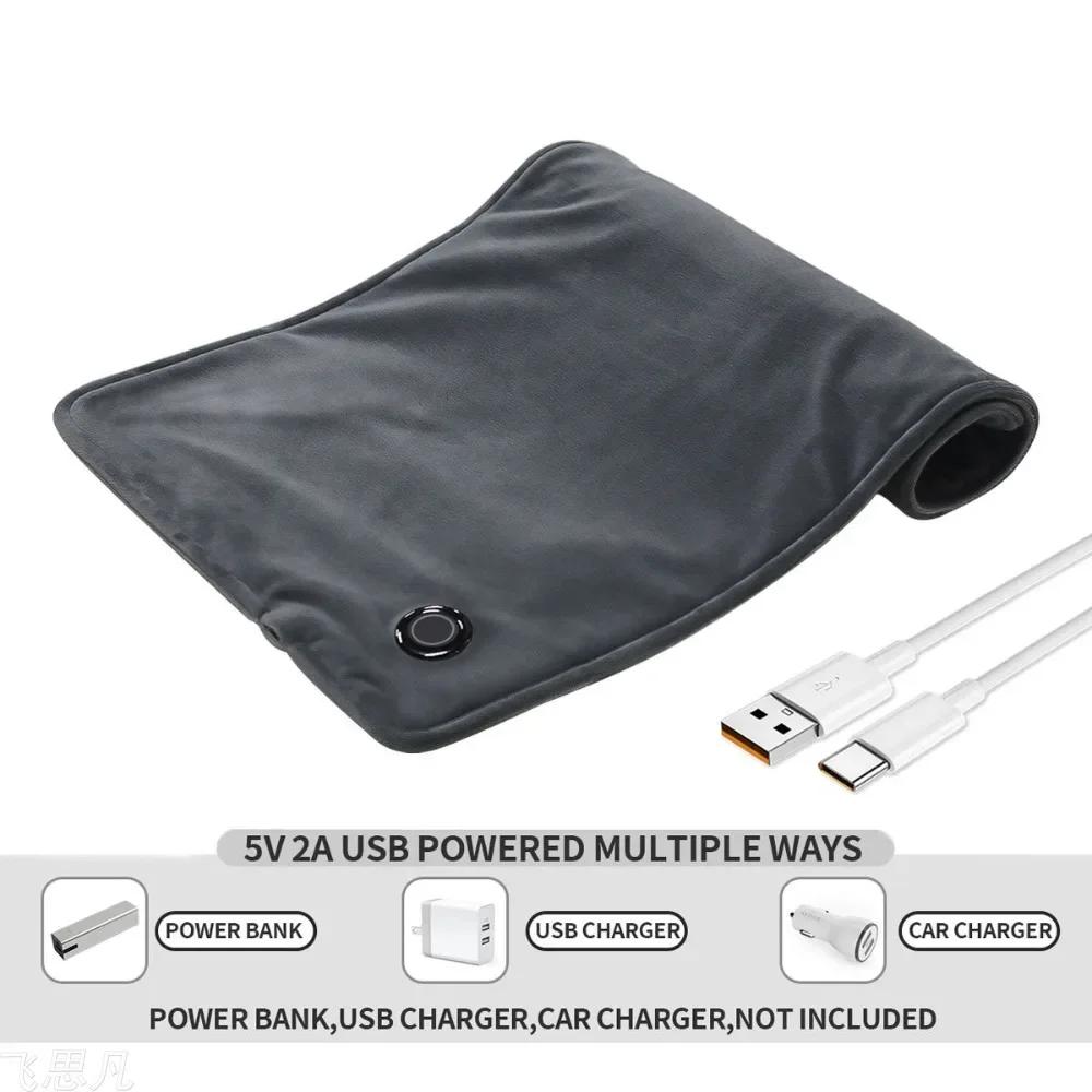 USB 5V Electric Heating Pad for Cramps & Back Pain Relief Heat Pad with 59 INCH Cable Mini Heated Blanket,19.6*11.8 INCH