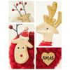 Soft Felt Cloth Santa Clause Reindeer Ornament with Wood Base Plush Wool Felt Christmas Figure Decoration For Tabletop