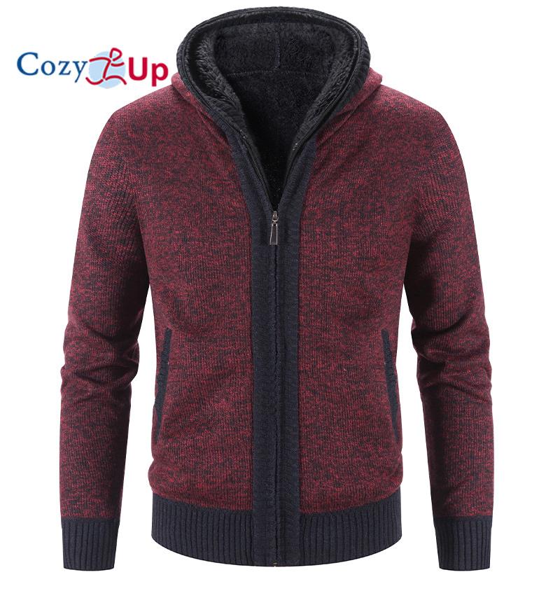 Cozy Up Męski sweter z kapturem i polarem w jednolitym kolorze