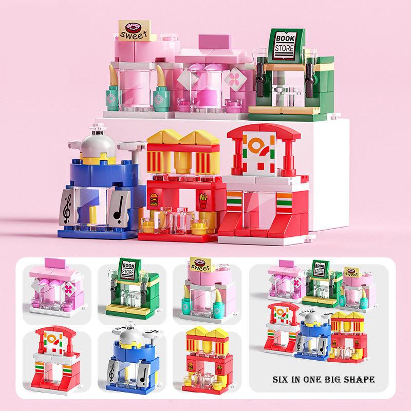 DIY Architecture Store Street View Food House Building Blocks Kit Girls Bricks Classic Movie Model Kids Toys For Children
