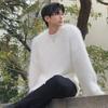 Men's Autumn/Winter White Mink Velvet Loose Sweater - Cool, Soft, and Simple