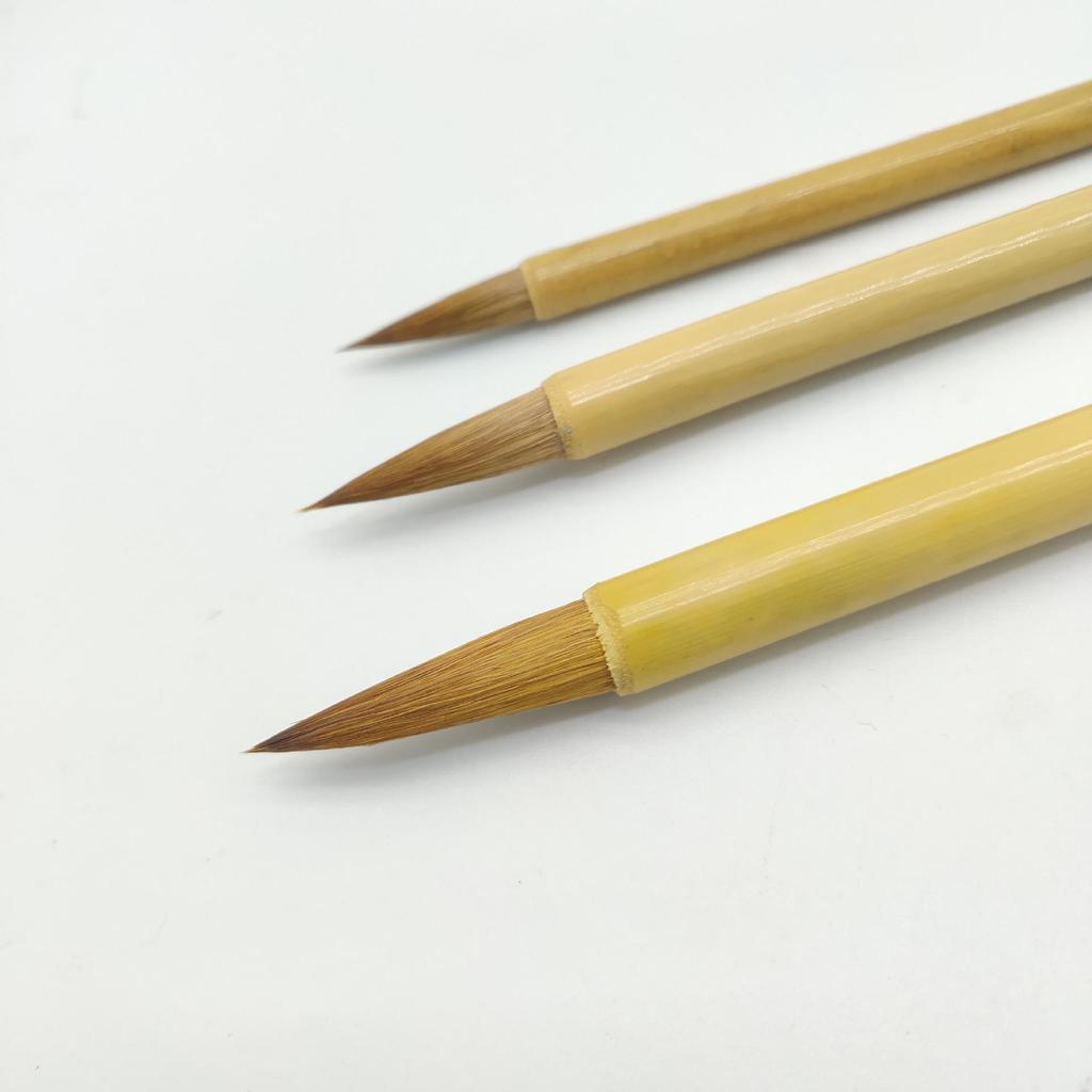Dalan Bamboo Calligraphy Brush Set - Wolf Hair Brushes for Regular, Running, Cursive Script & Freehand Chinese Painting (Large, Medium, Small)