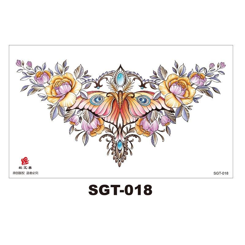 Chest Large Pattern Chest Sticker Male And Female Simulation Disposable Flower Body English Faucet Plain Flower Tattoo Sticker