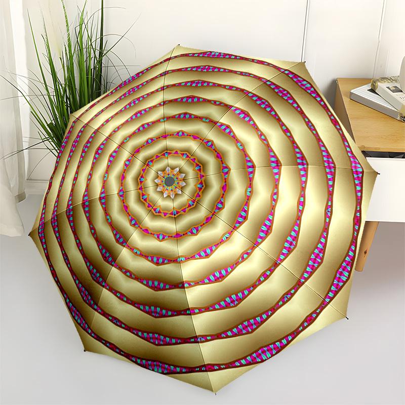 

1pc Spiral Pattern Automatic Opening/Closing Folding Umbrella with 8 Ribs, Plastic Handle, Windproof Portable Sunshade Umbrella yy251222202
