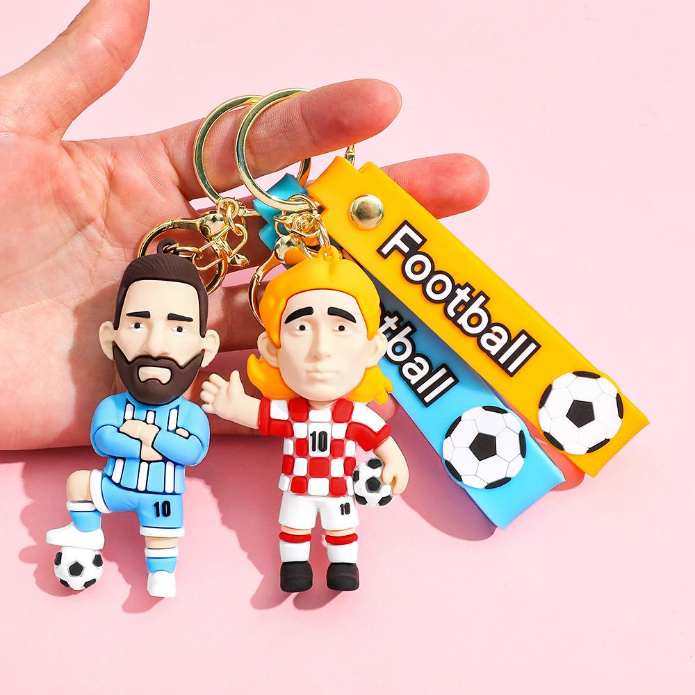 Portachiavi Immagine Stella del Calcio Decorazione Borsa Stella del Calcio Portachiavi Bambola Accessori Chiavi Auto Popolare per Uomini Regalo per Fan Prezzo all'Ingrosso