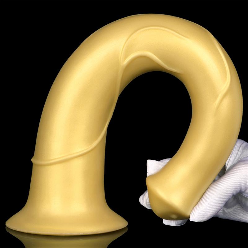 Weiblicher goldener Silikon-Super-King-Size-Dildo, Analplug, Pferd, hängender Esel-Masturbator, erotisches Produkt für Erwachsene