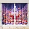 Christmas Santa Claus Tree Pattern Printed Curtains Decorations Home Room Set Of 2 Made Polyester Elegant