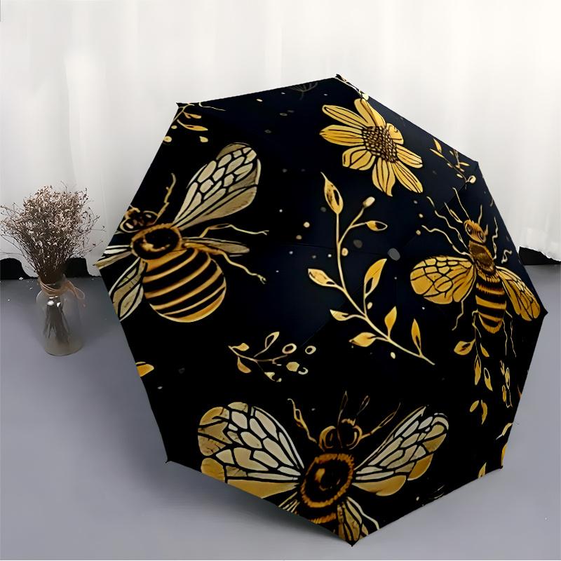 1pc Bee FloralAutomatic Open/close Umbrella, 8-Rib Sturdy Structure, Portable Travel Umbrella, Parties, Everyday Usec106