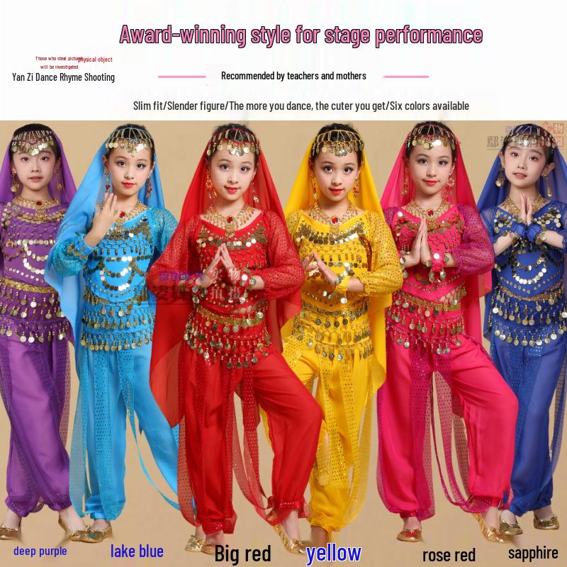 Children's Xinjiang Ethnic Dance Costume for Girls - Toddler Belly Dance Performance Outfit