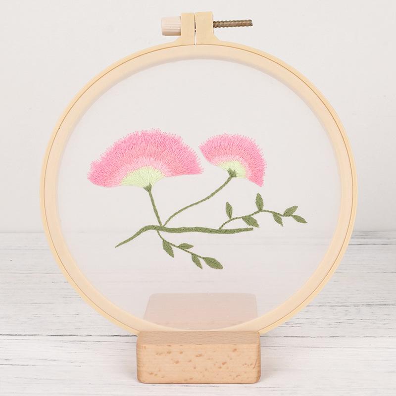 Ginkgo Maple Leaf Transparent Yarn Embroidery Material Package Diy Handmade Self-Embroidery Traced, Needle And Thread Set