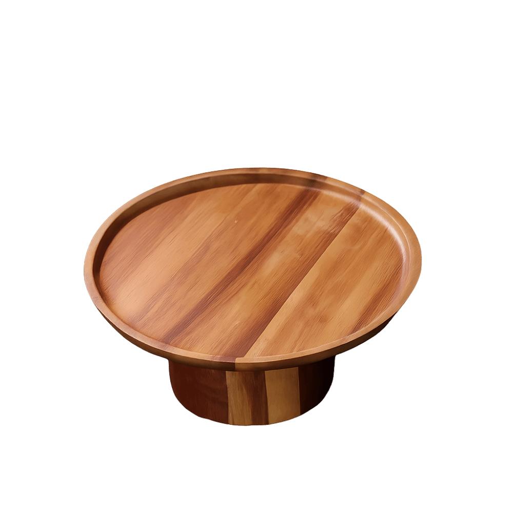 Household High-Footed Cake Plate Practical Acacia Wood Fruit Plate  Living Room