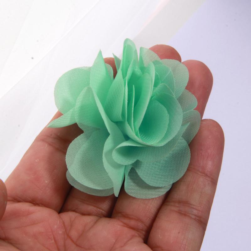 10 Stück 2,6" Tüll Niedlich Handgefertigt Kern Organza Chiffon Stoff Künstliche Gaze Blume Hochzeitskleid Hüte Stirnband Brosche DIY Zuhause