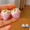 Enamel Strawberry-shaped Earrings Elegant Metal Stud Earrings Sweet Strawberry Earring Summer